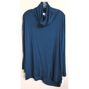 Liz Claiborne Weekend Women's L Tahoe Teal Long Sleeve TurtleNeck Hi-Lo Tunic